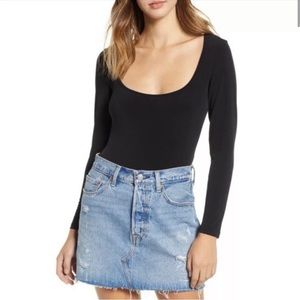 Leith black thong bodysuit